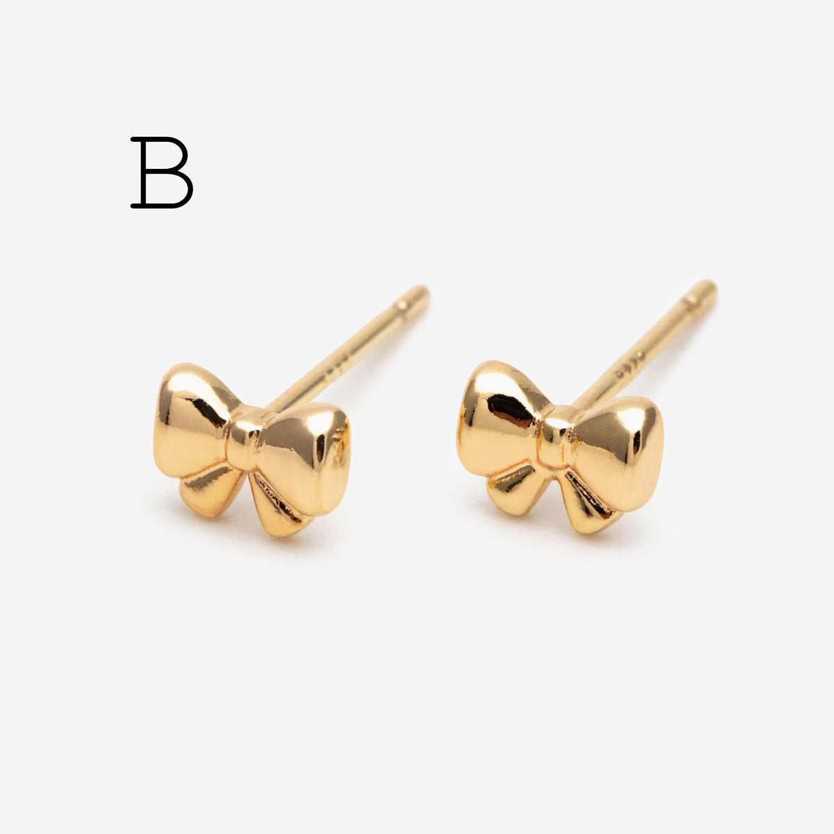 4pcs Tiny Bowknot Stud Earrings: 18K Gold Plated Brass (GB-4257)