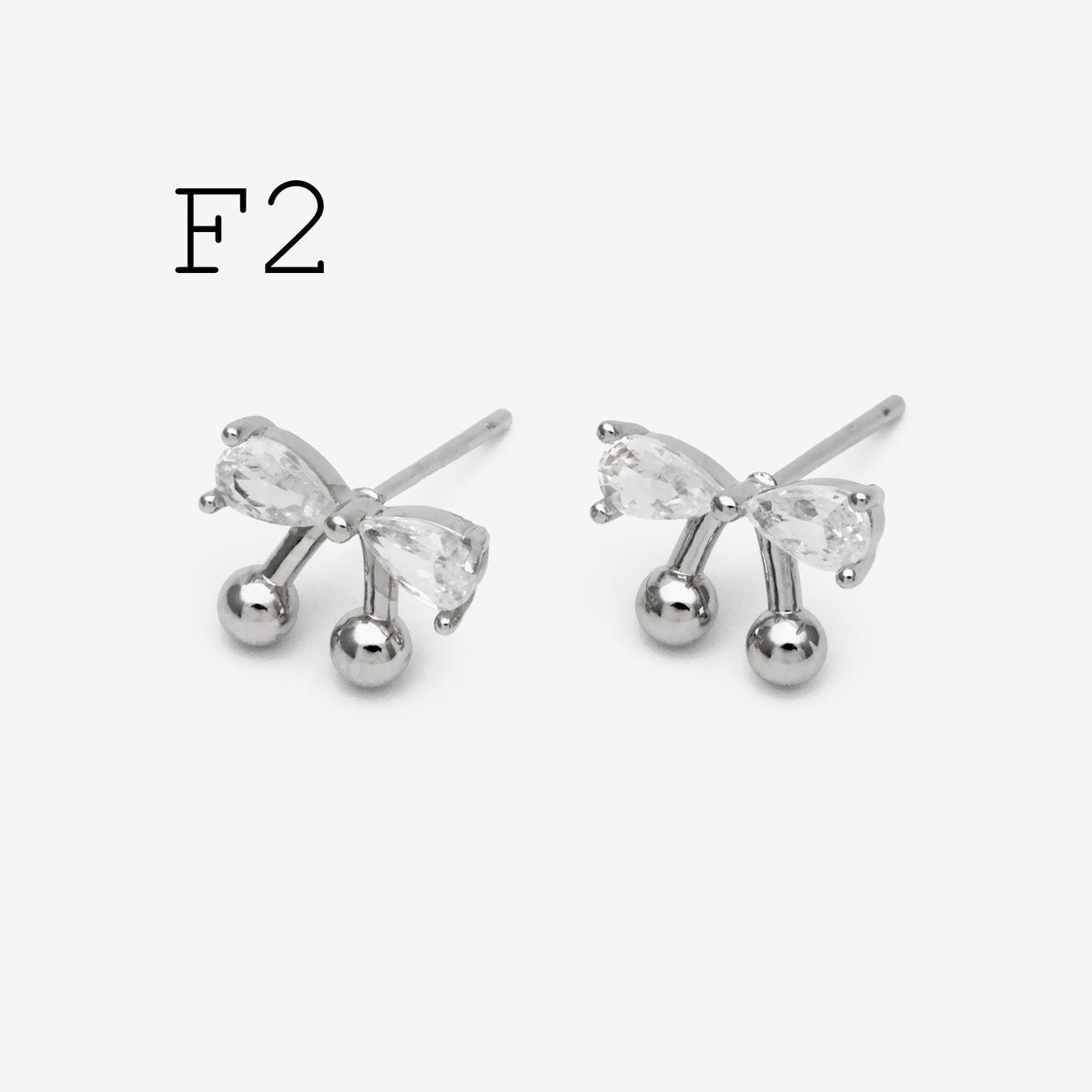 4pcs Tiny Bowknot Stud Earrings: 18K Gold Plated Brass (GB-4257)