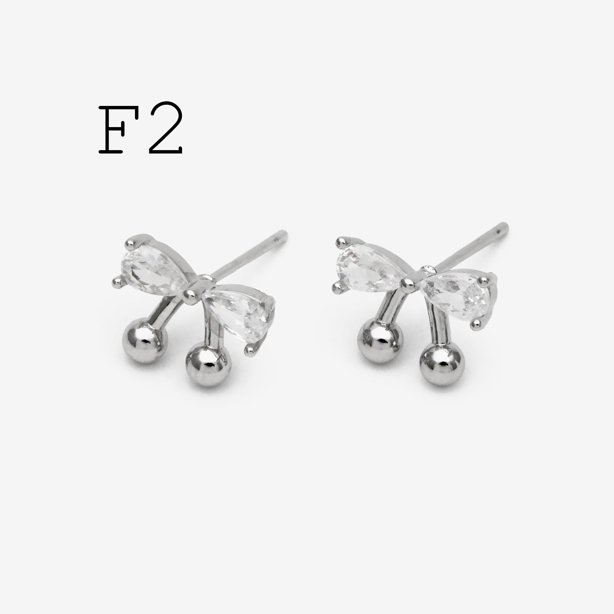 4pcs Tiny Bowknot Stud Earrings: 18K Gold Plated Brass (GB-4257)