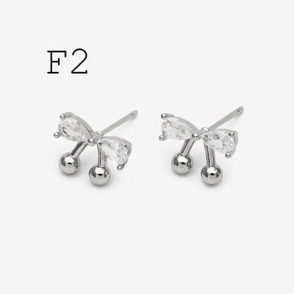 4pcs Tiny Bowknot Stud Earrings: 18K Gold Plated Brass (GB-4257)