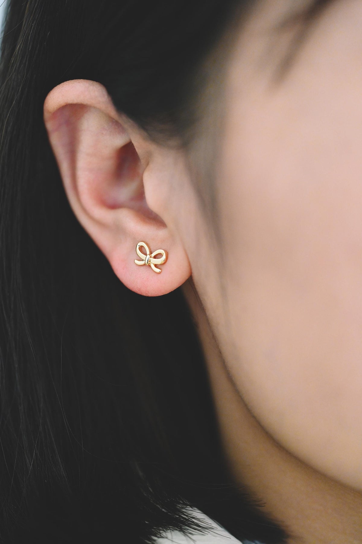 4pcs Tiny Bowknot Stud Earrings: 18K Gold Plated Brass (GB-4257)