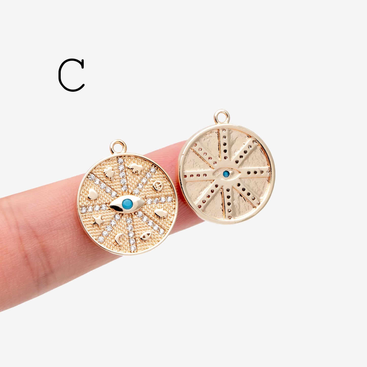 4pcs Gold/ Silver Talisman Coin Charm, Lucky Medallion Pendant for Necklace Jewelry Making Supply (GB-1766)