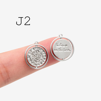 4pcs Gold/ Silver Talisman Coin Charm, Lucky Medallion Pendant for Necklace Jewelry Making Supply (GB-1766)
