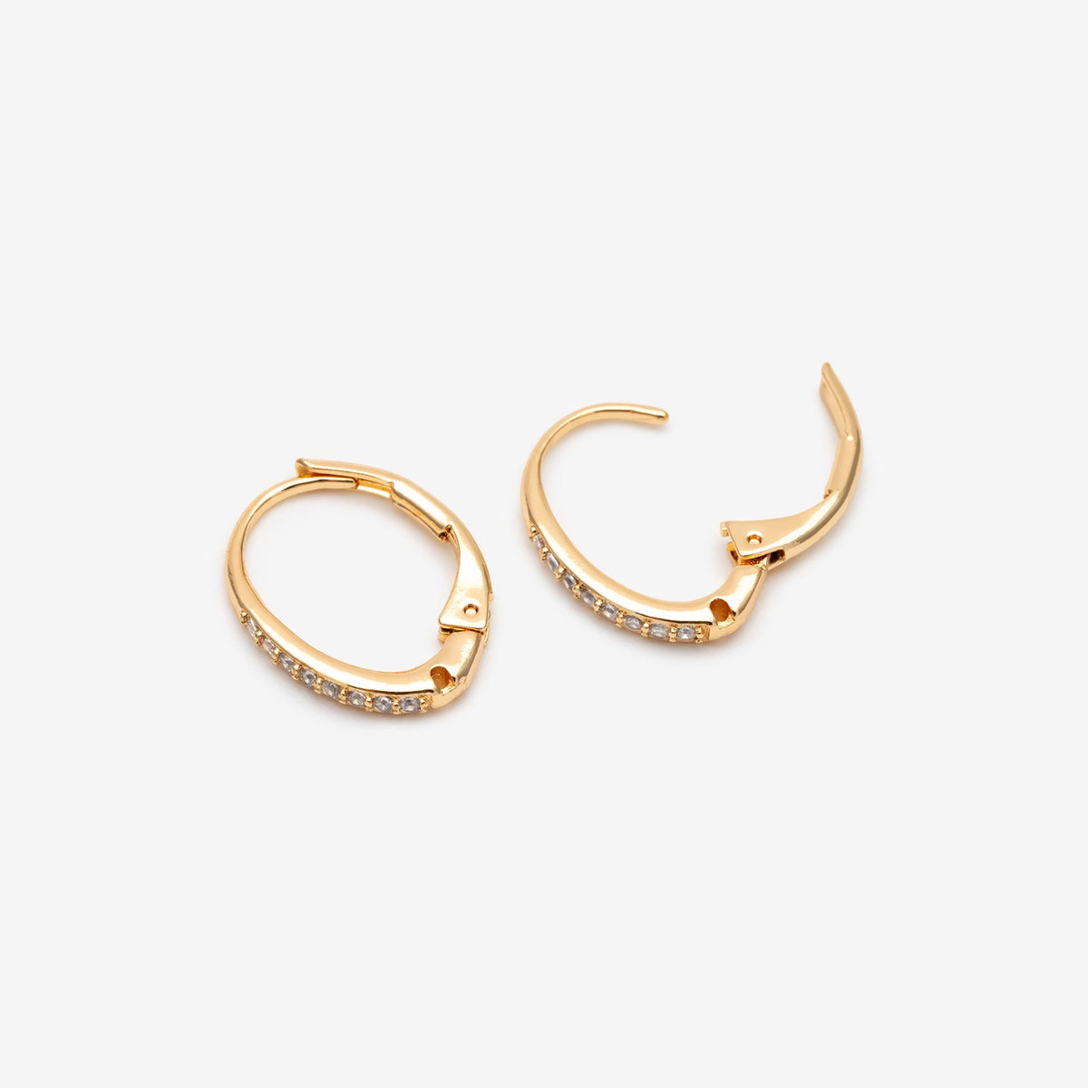 10pcs CZ Gold/ Silver tone Oval Leverback Ear Hooks 15x10mm, Gold/ Rhodium plated on Brass, Earring Hoop Components (GB-619)