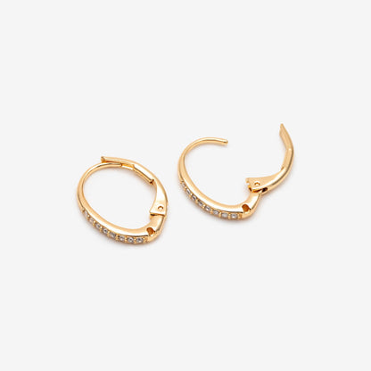 10pcs CZ Gold/ Silver tone Oval Leverback Ear Hooks 15x10mm, Gold/ Rhodium plated on Brass, Earring Hoop Components (GB-619)