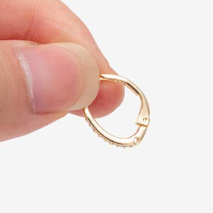 10pcs CZ Gold/ Silver tone Oval Leverback Ear Hooks 15x10mm, Gold/ Rhodium plated on Brass, Earring Hoop Components (GB-619)