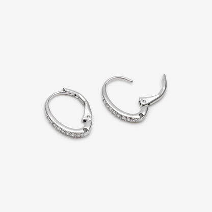 10pcs CZ Gold/ Silver tone Oval Leverback Ear Hooks 15x10mm, Gold/ Rhodium plated on Brass, Earring Hoop Components (GB-619)