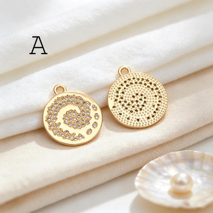 4pcs CZ pave Gold/ Silver Tone Round Oval Charm, 18K Gold/ Rhodium plated Brass, Rhinestone Earring Charm (GB-1872)