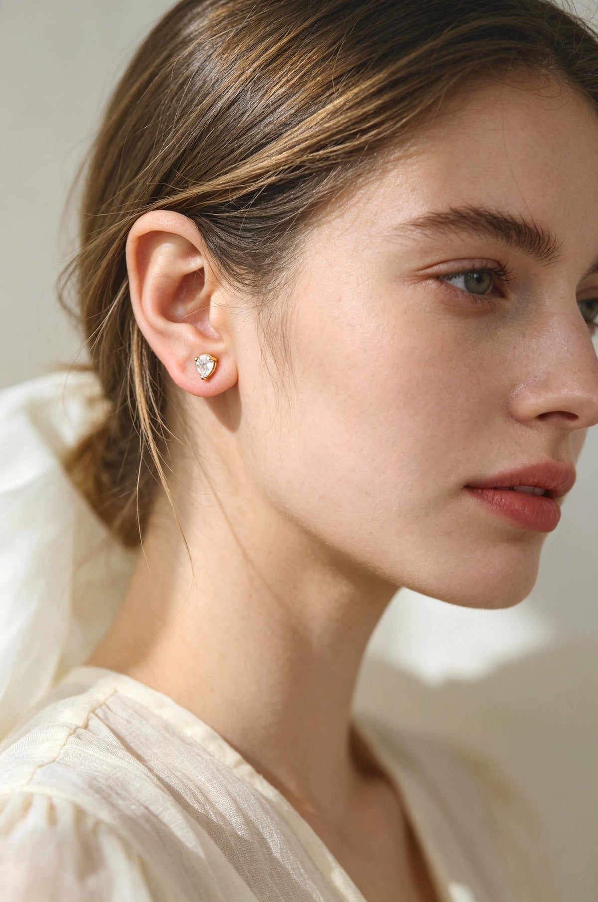10pcs CZ Pave Daity Earring Studs, 18K Gold/ Rhodium plated Brass Ear Posts, Geometric Earring Findings (#GB-2618)