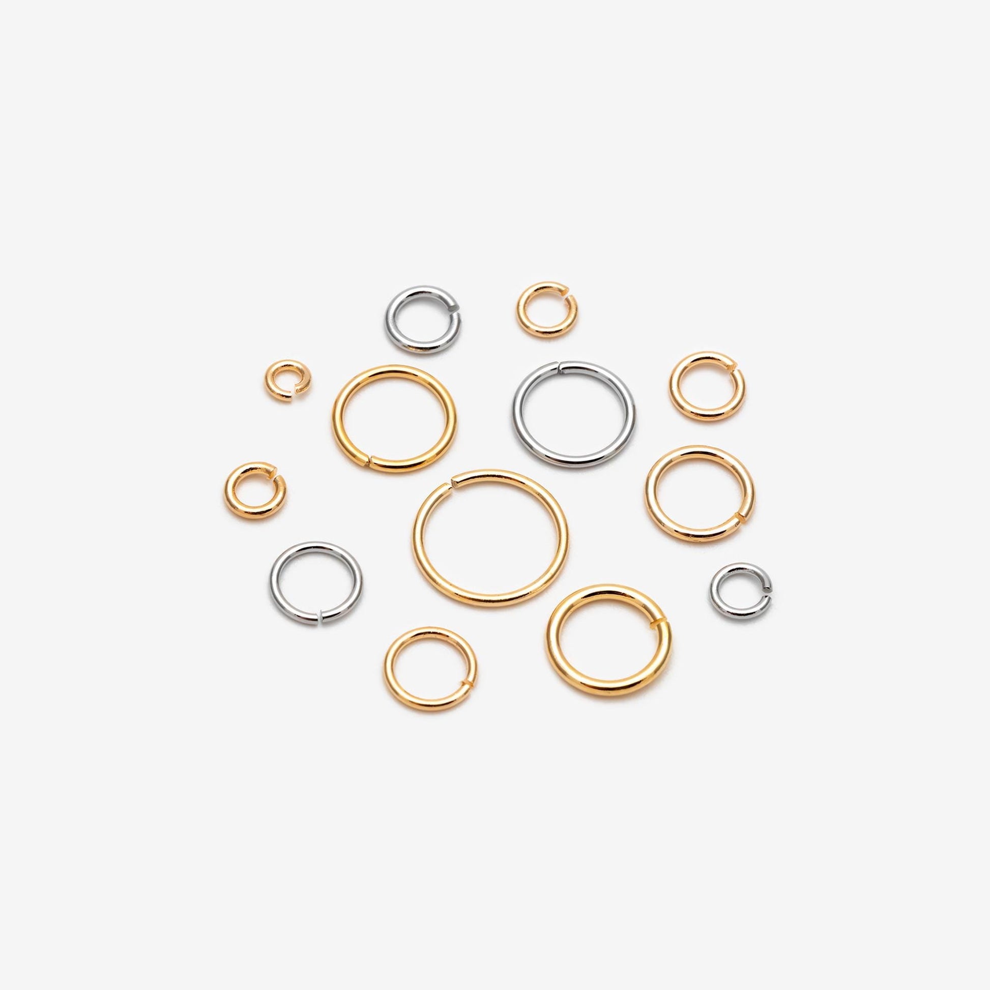 100pcs Silver Open Jump Rings, Rhodium plated Brass Split Rings, Multi Sizes Wholesale (GB-250)