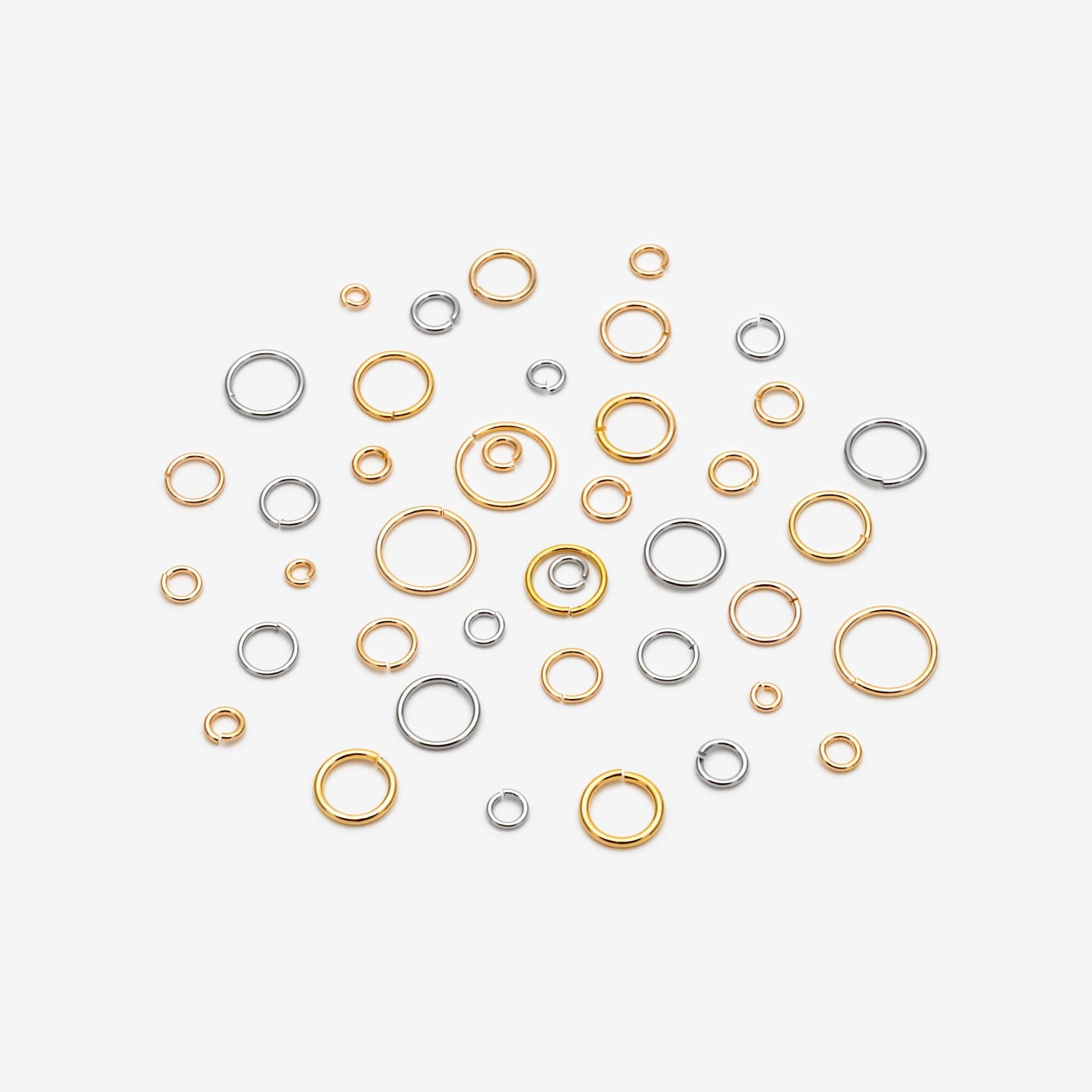 100pcs Silver Open Jump Rings, Rhodium plated Brass Split Rings, Multi Sizes Wholesale (GB-250)