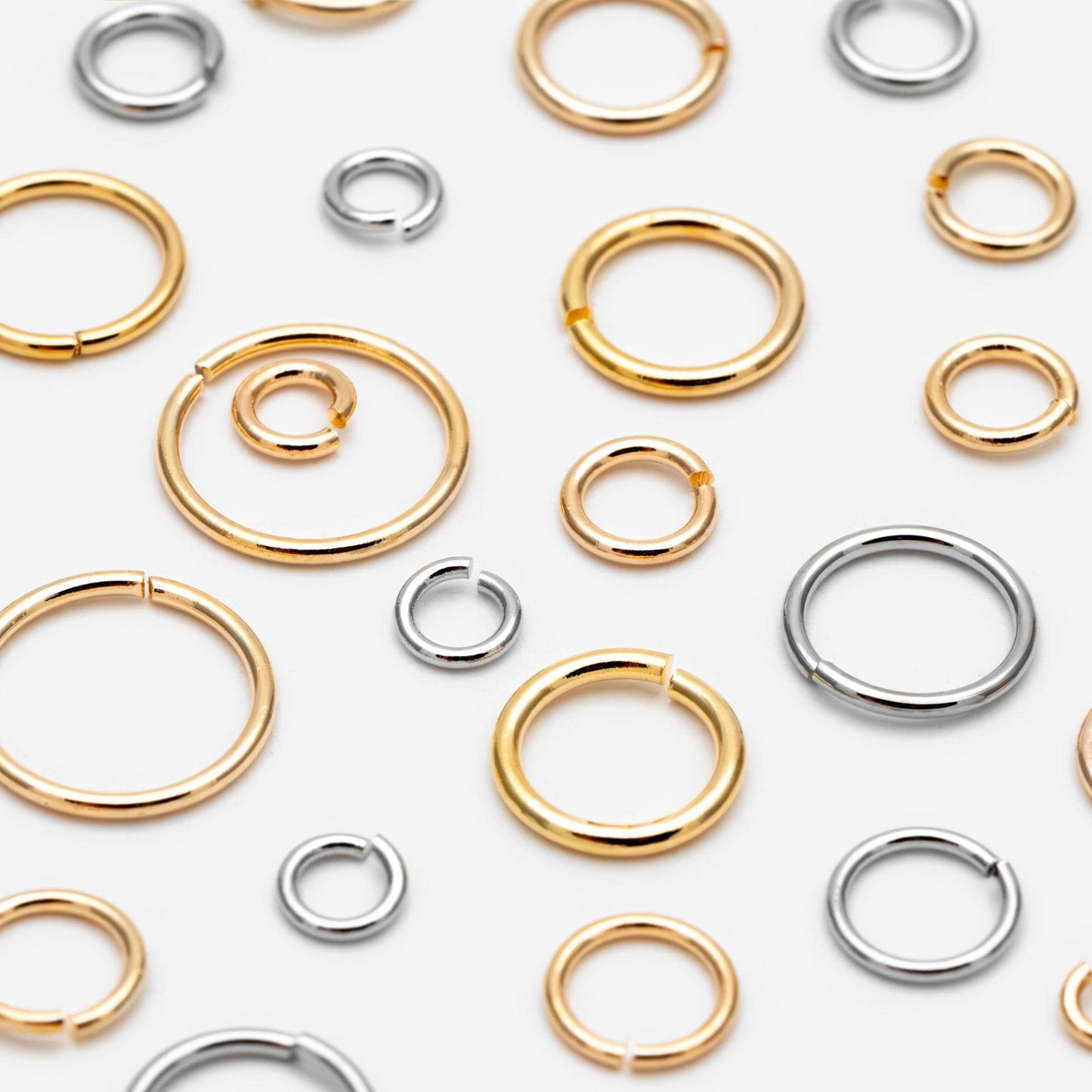 100pcs Silver Open Jump Rings, Rhodium plated Brass Split Rings, Multi Sizes Wholesale (GB-250)