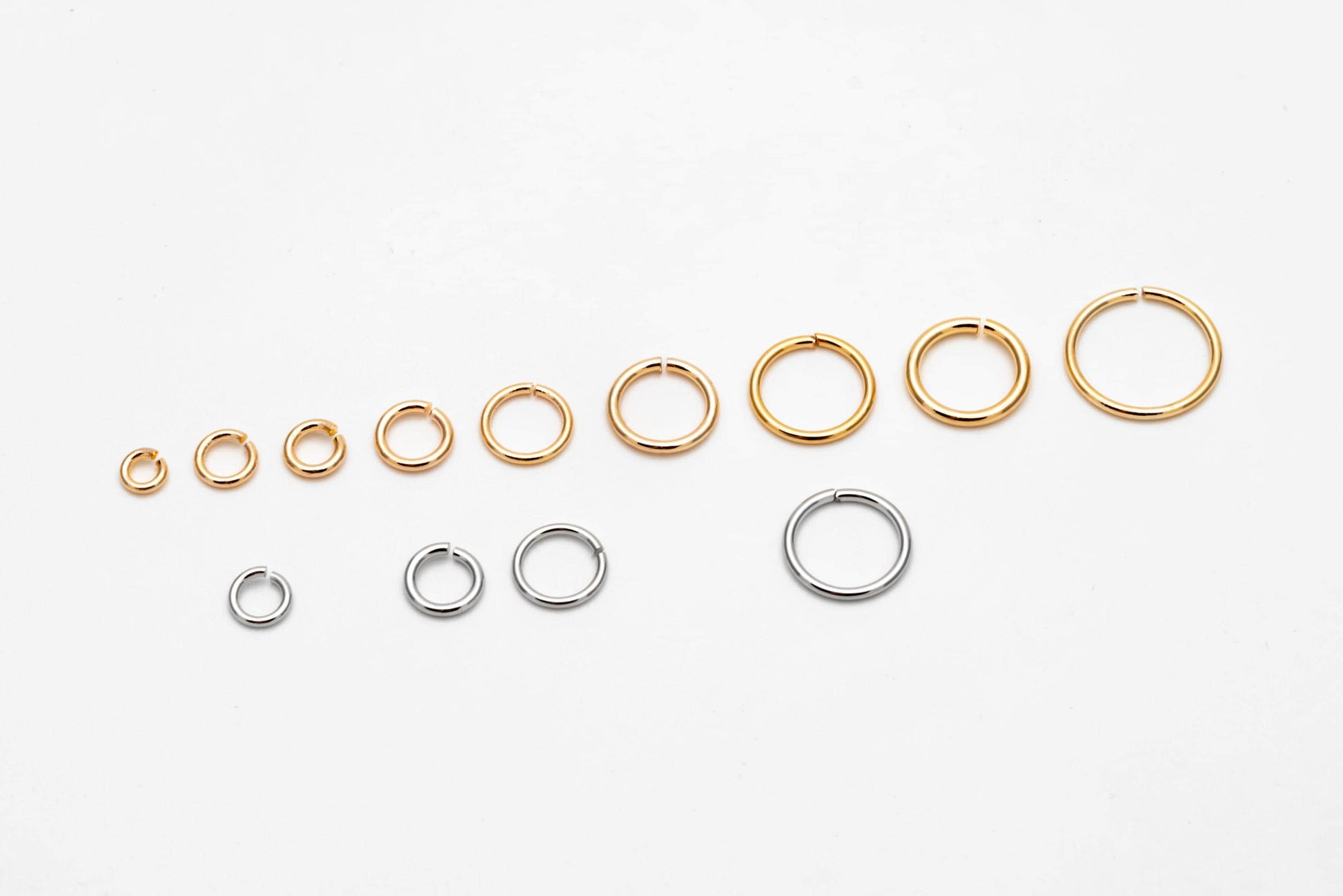 100pcs Silver Open Jump Rings, Rhodium plated Brass Split Rings, Multi Sizes Wholesale (GB-250)