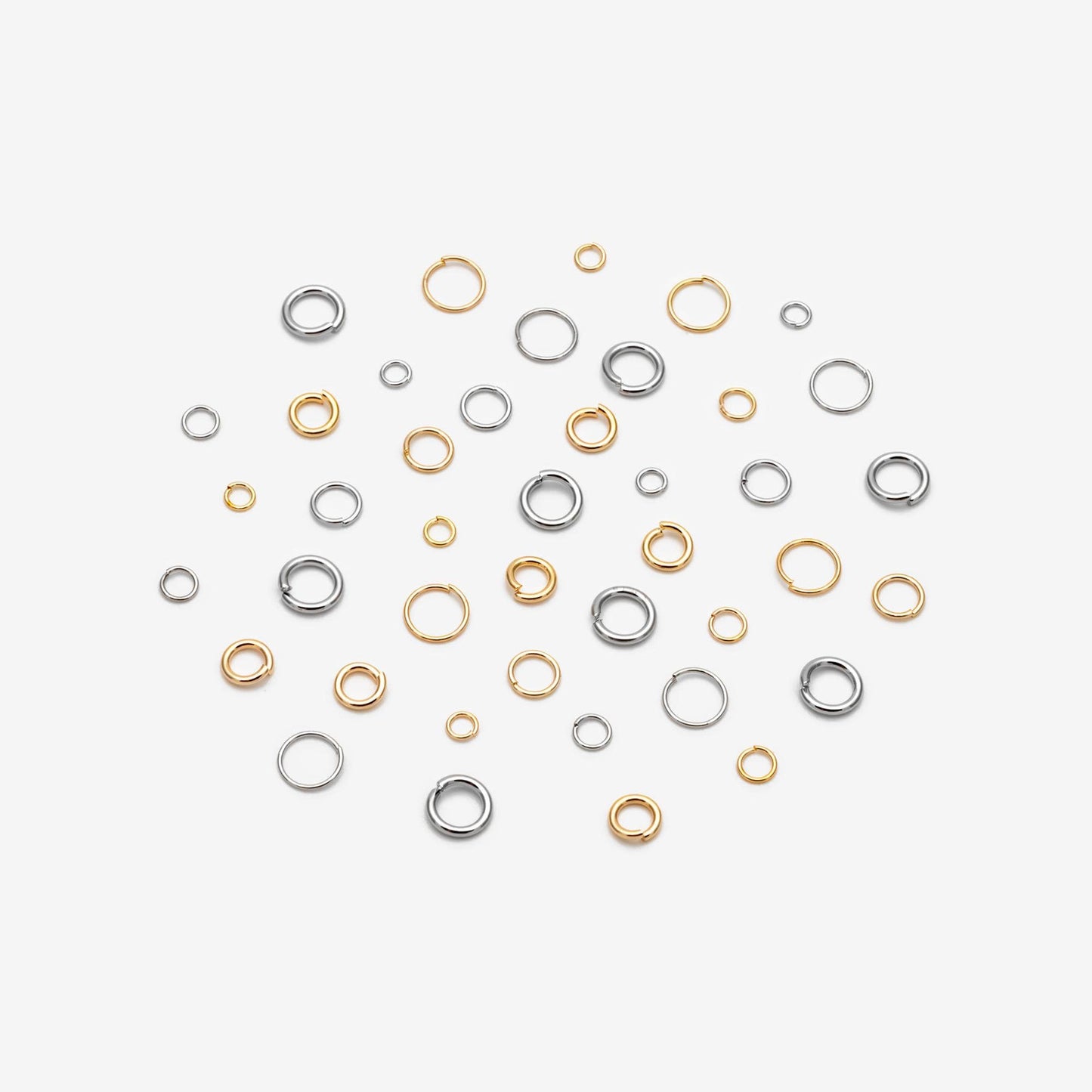 200pcs Silver tone Open Jump Rings, Rhodium plated Stainless Steel Split Rings, 2.5/ 3/ 5mm by 0.4mm Thin Loop, Connect Tiny Chain (#GB-246)