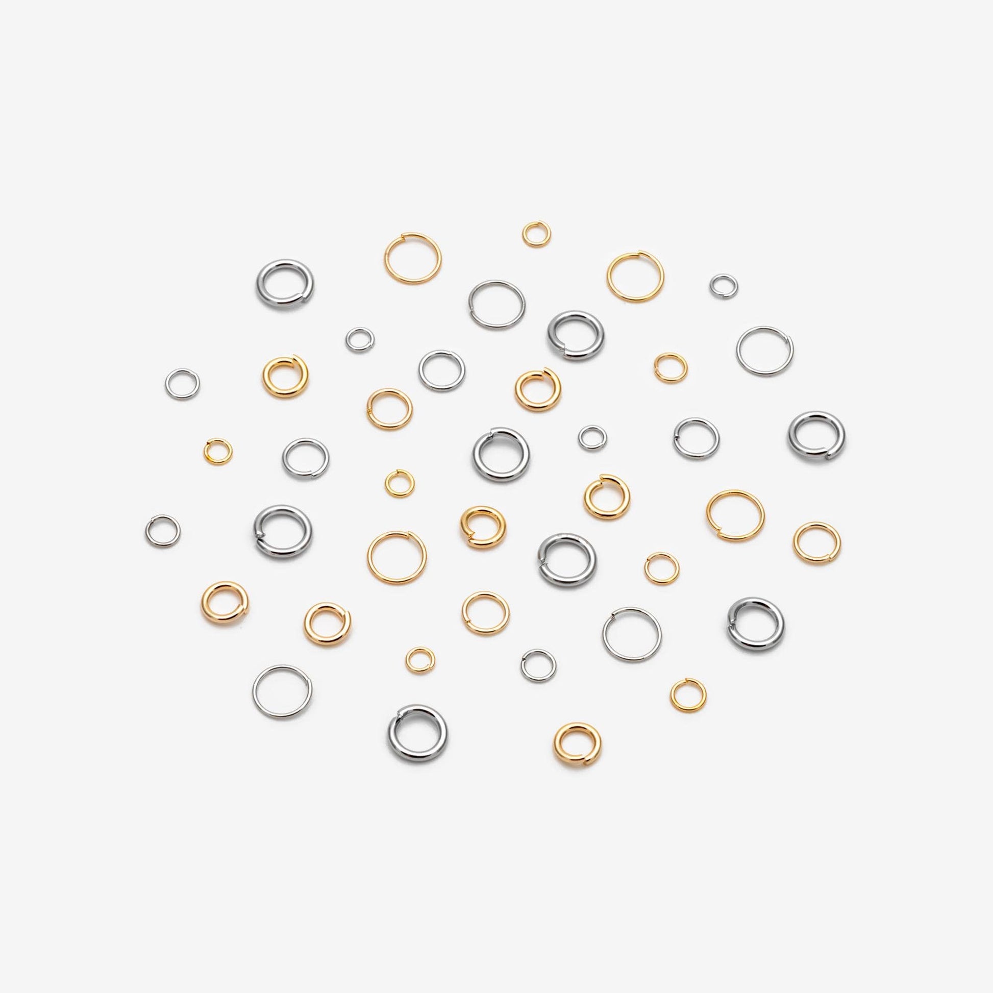 200pcs Silver tone Open Jump Rings, Rhodium plated Stainless Steel Split Rings, 2.5/ 3/ 5mm by 0.4mm Thin Loop, Connect Tiny Chain (#GB-246)