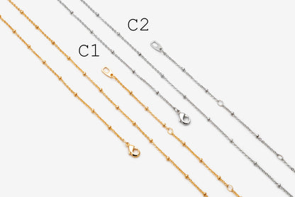 Gold/ Silver Dainty Necklace, Gold/ Rhodium plated Brass Adjustable Necklace, Ready to Wear (#LK-629)