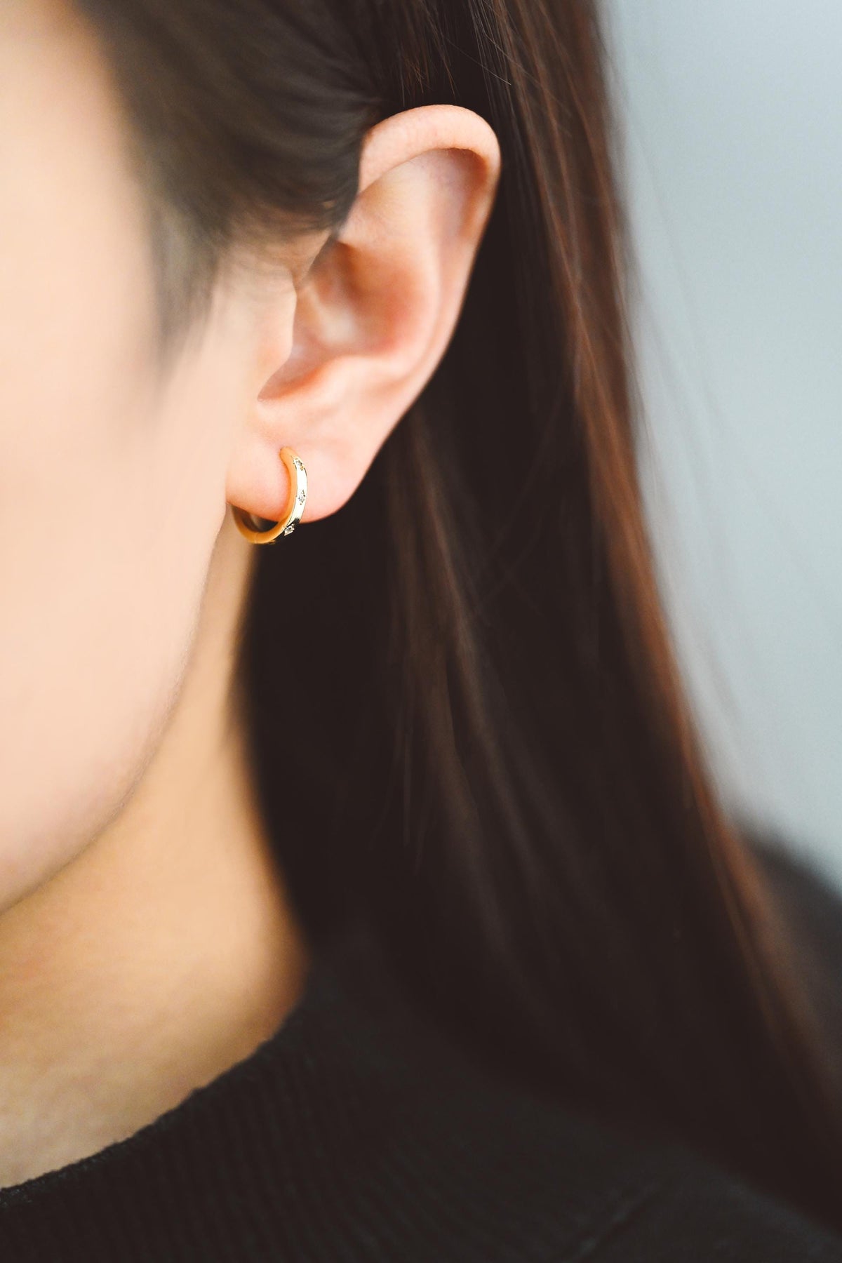 4pcs CZ Pave Gold/ Silver Hoop Earrings, 14mm, 18K Real Gold/ Rhodium plated Brass, Dainty Huggie Earrings, Minimalist Earrings (GB-2815-C)