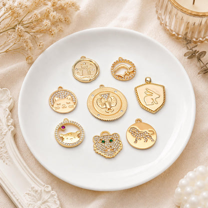 4pcs CZ Pave Gold Animal Charms, Earring Findings, Jewelry Making, Diy Material, Jewelry Supplies (GB-2507)