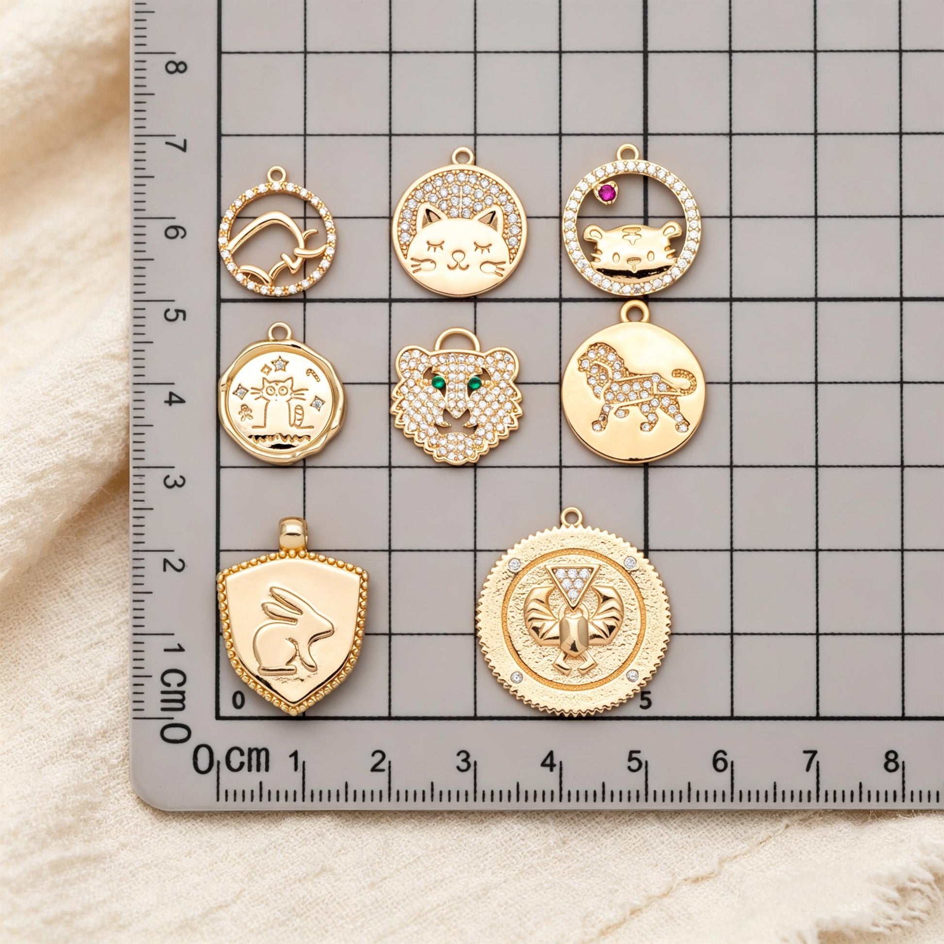 4pcs CZ Pave Gold Animal Charms, Earring Findings, Jewelry Making, Diy Material, Jewelry Supplies (GB-2507)