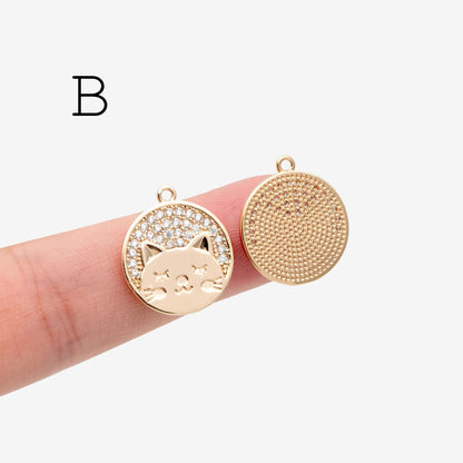 4pcs CZ Pave Gold Animal Charms, Earring Findings, Jewelry Making, Diy Material, Jewelry Supplies (GB-2507)