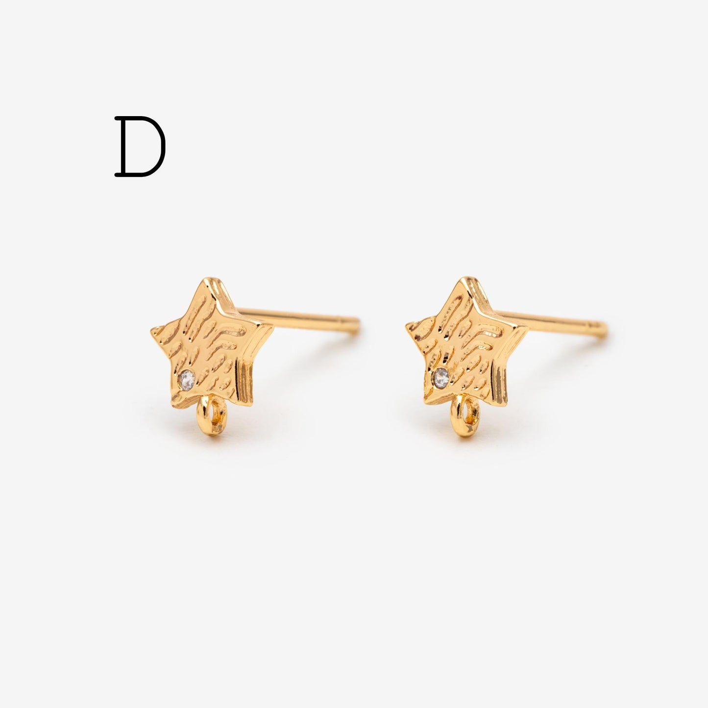 10pcs Star Chain Earring, 18x8mm, Gold Plated Brass Stud Earrings (#GB-1869)