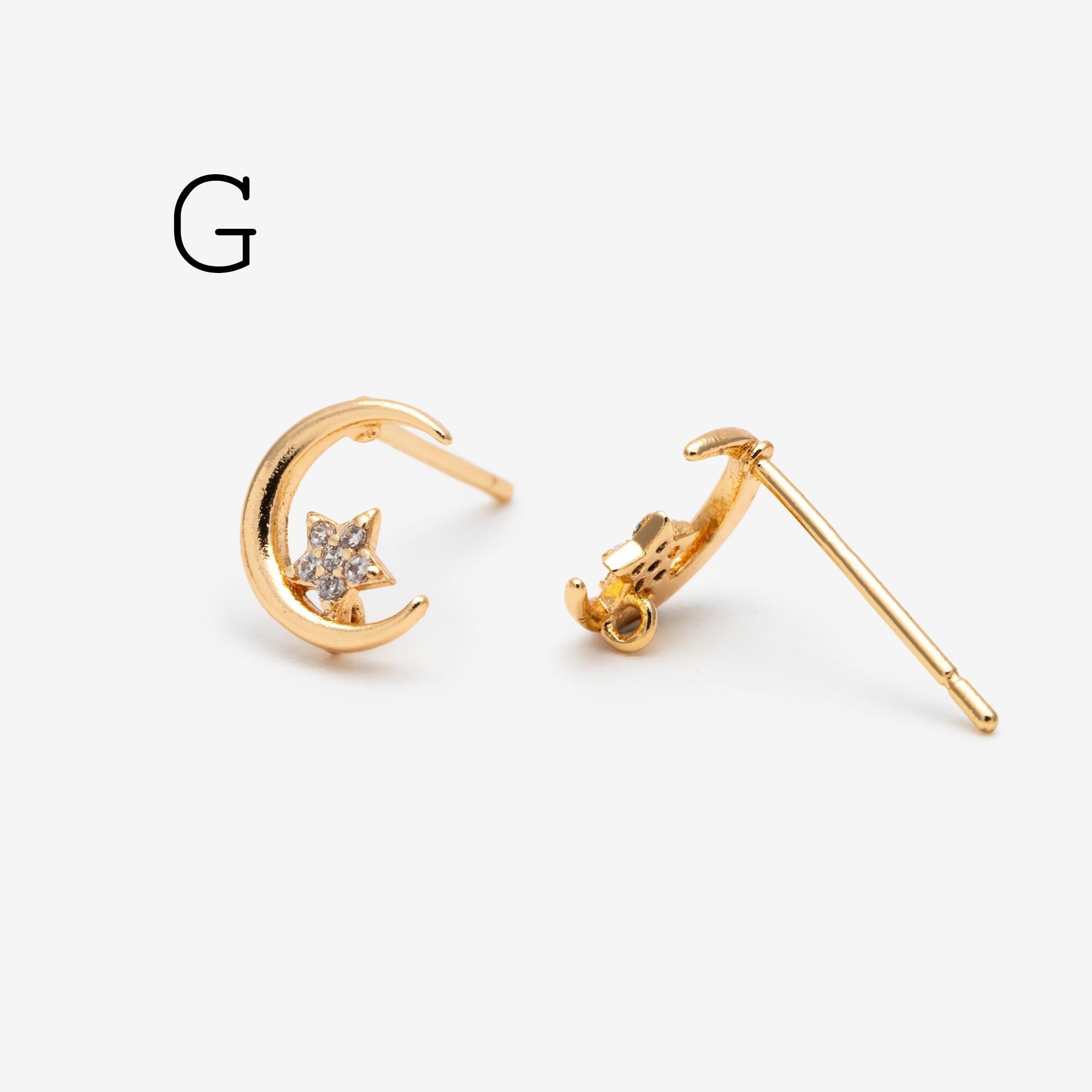 10pcs Star Chain Earring, 18x8mm, Gold Plated Brass Stud Earrings (#GB-1869)