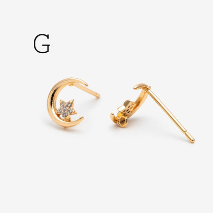 10pcs Star Chain Earring, 18x8mm, Gold Plated Brass Stud Earrings (#GB-1869)