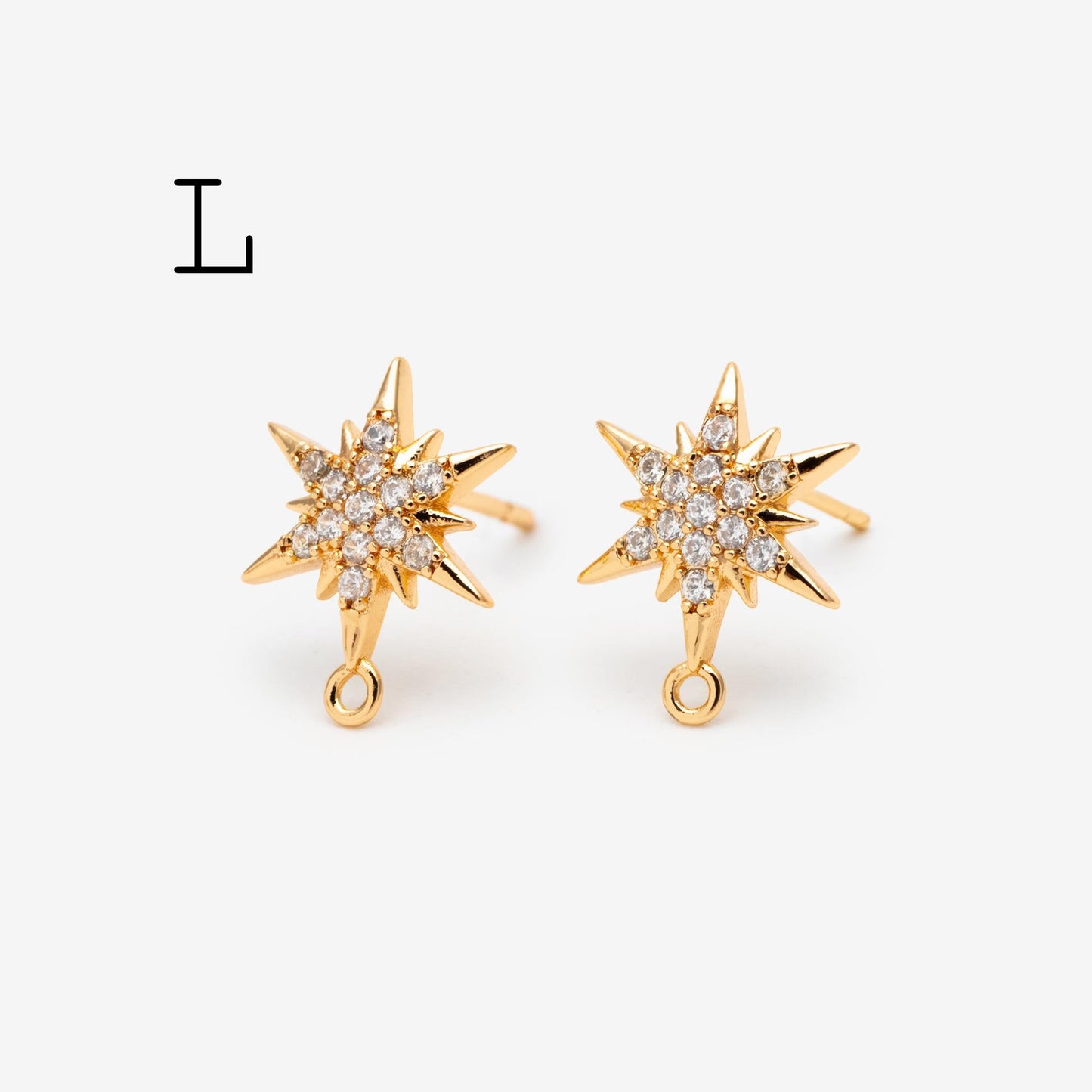 10pcs Star Chain Earring, 18x8mm, Gold Plated Brass Stud Earrings (#GB-1869)