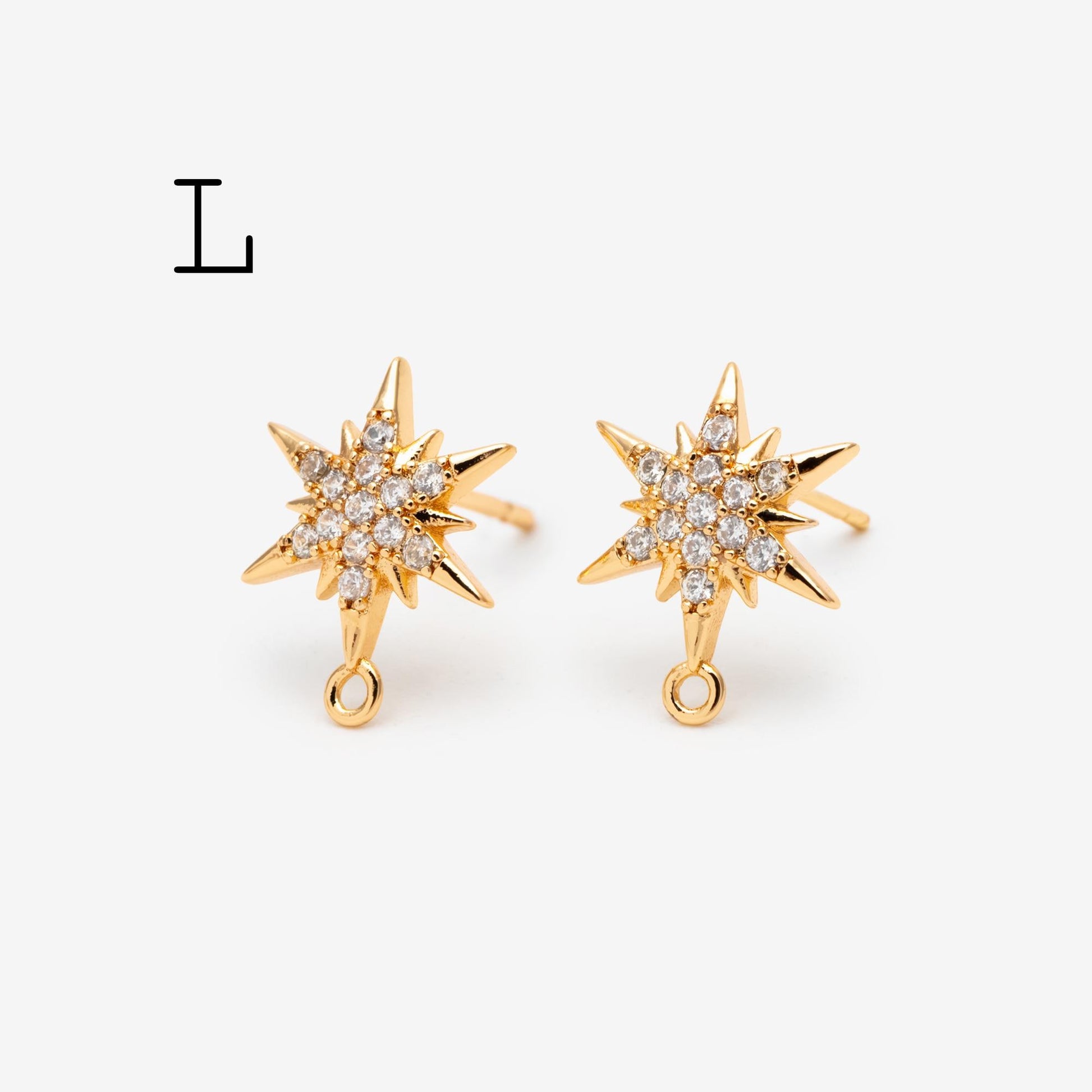 10pcs Star Chain Earring, 18x8mm, Gold Plated Brass Stud Earrings (#GB-1869)