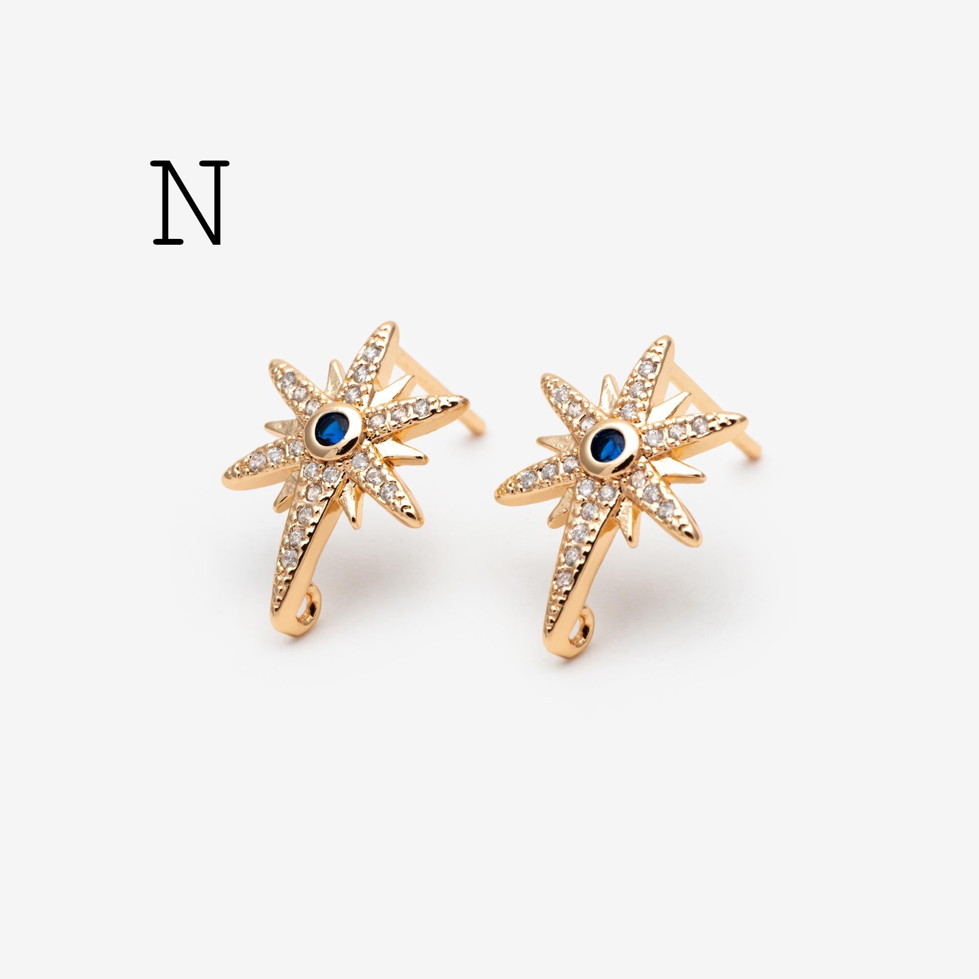 10pcs Star Chain Earring, 18x8mm, Gold Plated Brass Stud Earrings (#GB-1869)