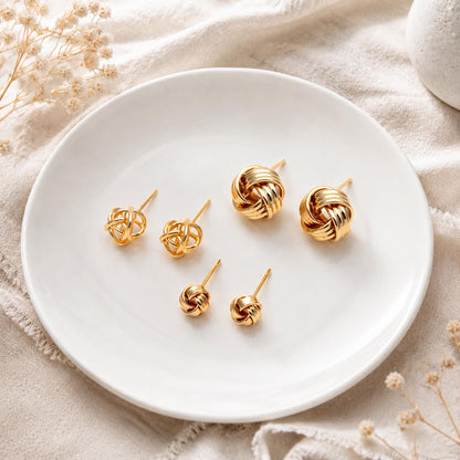 10pcs Gold Knot ear studs, Celtic knot earrings, Minimalist Stud Earrings (GB-4342)