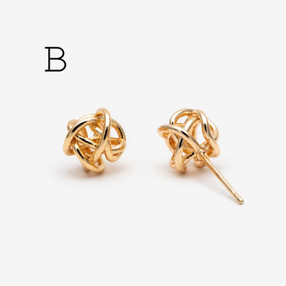 10pcs Gold Knot ear studs, Celtic knot earrings, Minimalist Stud Earrings (GB-4342)