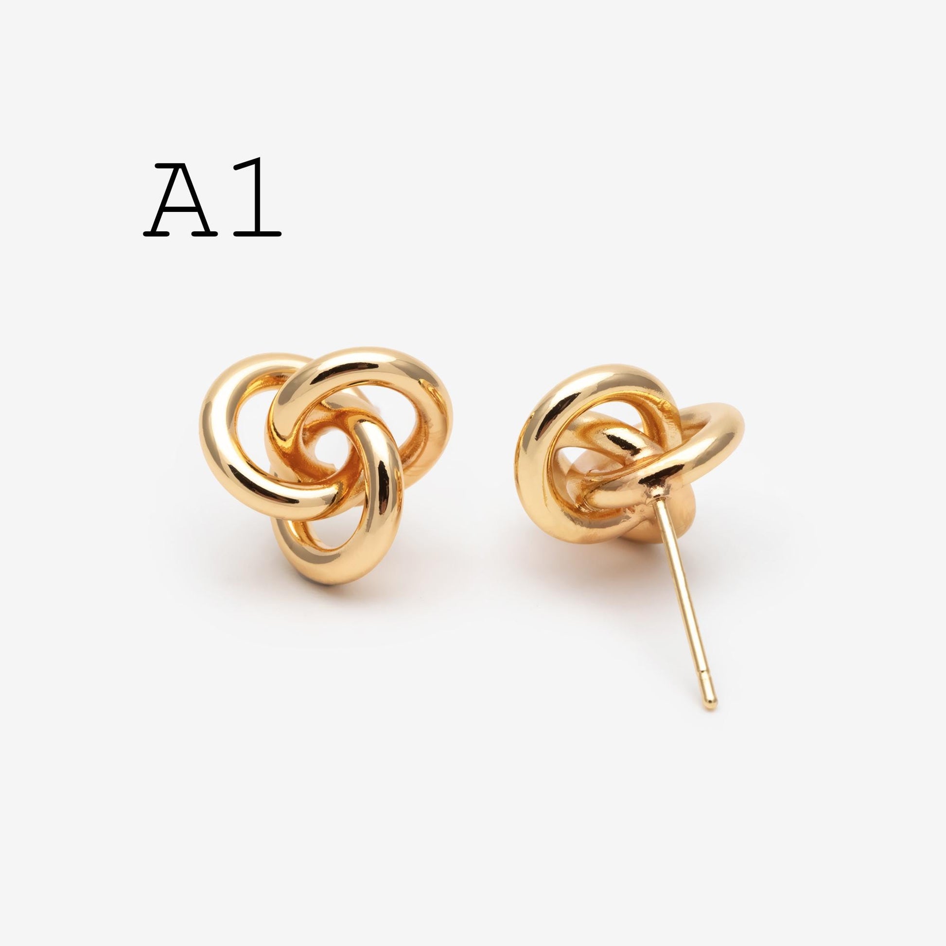 10pcs Silver Tone Knot Stud Earrings, Rhodium plated Brass, Minimalist Stud Earrings (GB-4693)