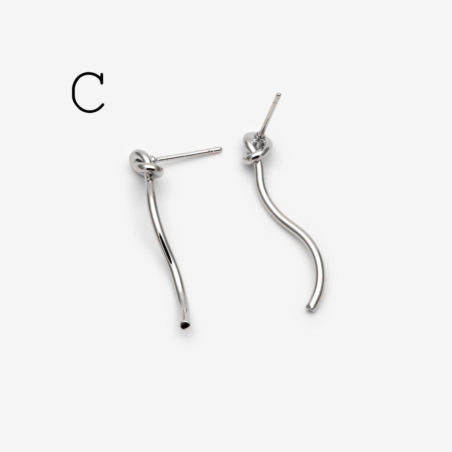 10pcs Silver Tone Knot Stud Earrings, Rhodium plated Brass, Minimalist Stud Earrings (GB-4693)