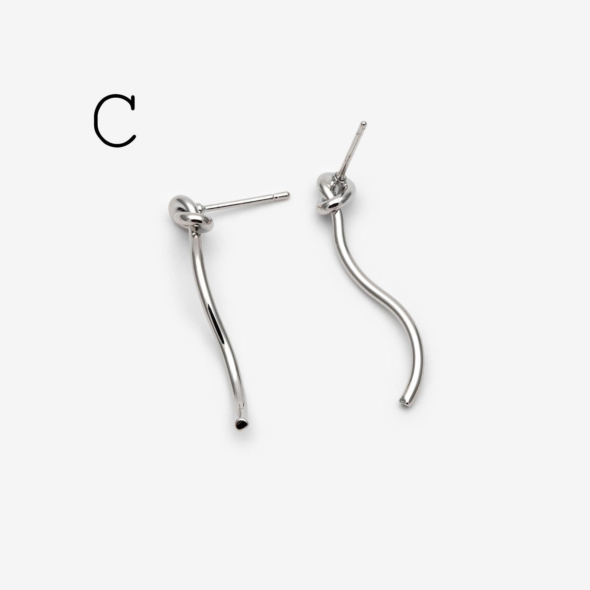 10pcs Silver Tone Knot Stud Earrings, Rhodium plated Brass, Minimalist Stud Earrings (GB-4693)