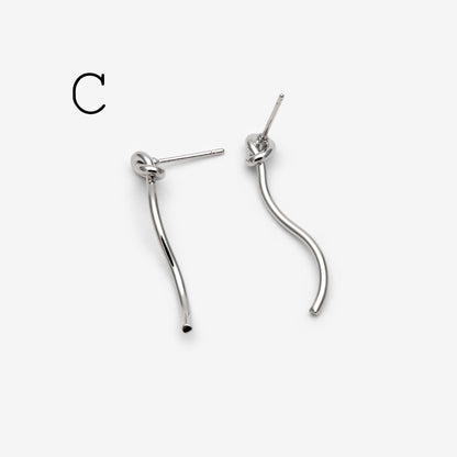 10pcs Silver Tone Knot Stud Earrings, Rhodium plated Brass, Minimalist Stud Earrings (GB-4693)