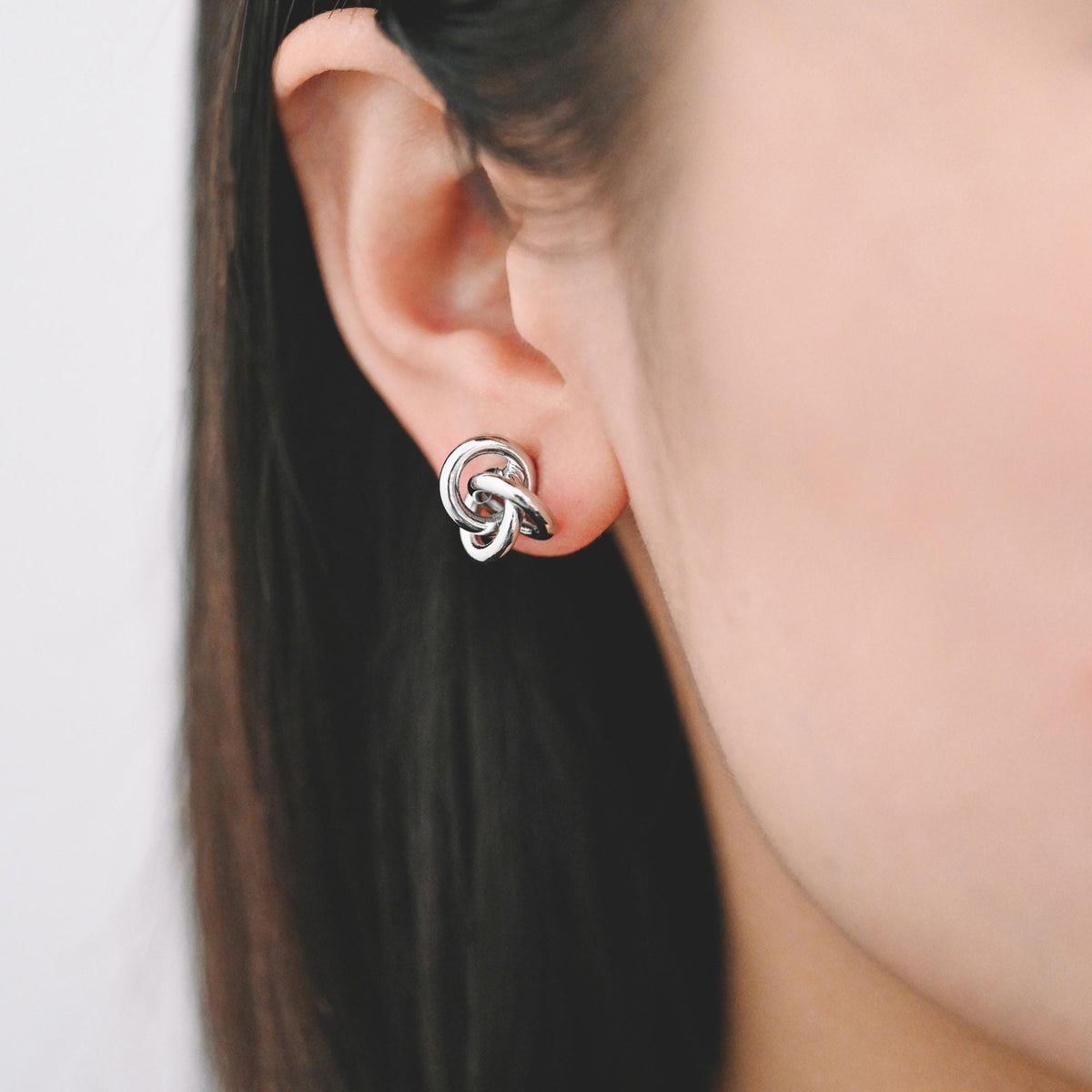 4pcs Gold/ Silver Tone Knot Stud Earrings, Rhodium plated Brass, Minimalist Stud Earrings (GB-2260)