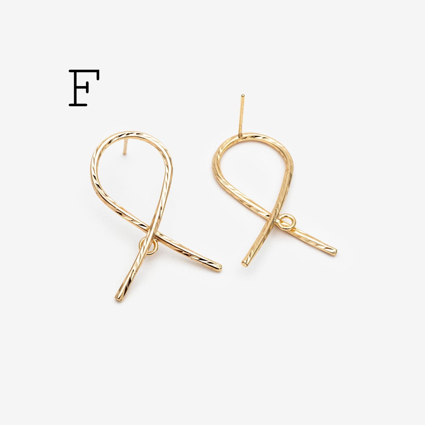 4pcs CZ Pave Gold Ear Post, Bowknot Stud Earring with Loop (#GB-747)
