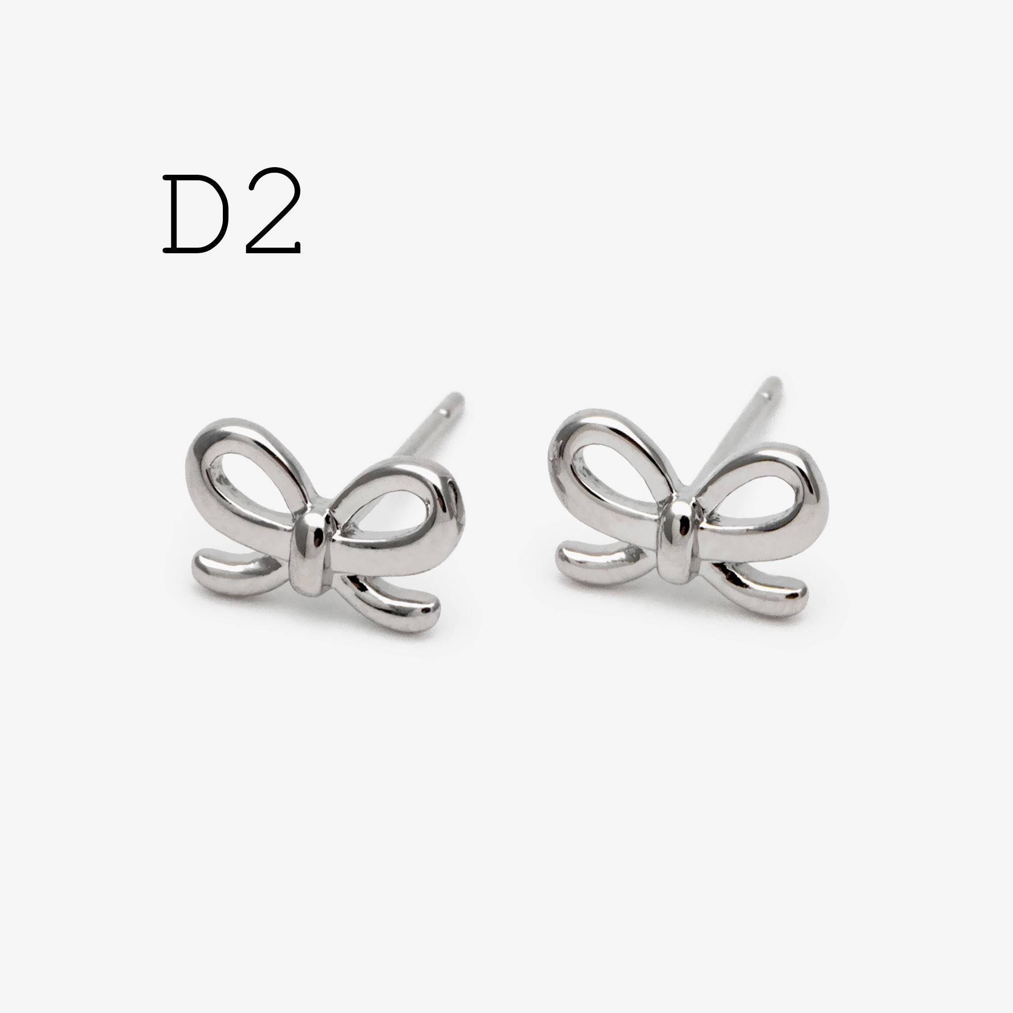 4pcs Tiny Bowknot Stud Earrings: 18K Gold Plated Brass (GB-4257)