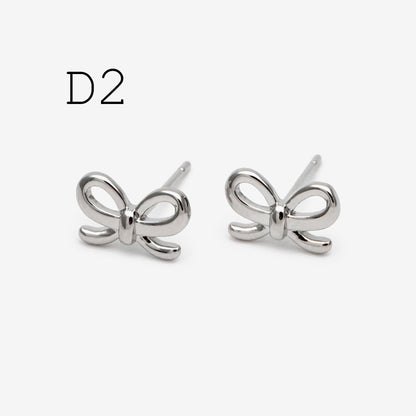 4pcs Tiny Bowknot Stud Earrings: 18K Gold Plated Brass (GB-4257)