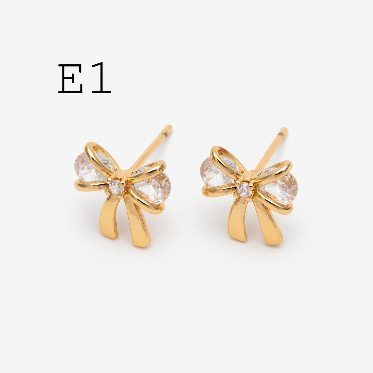 4pcs Tiny Bowknot Stud Earrings: 18K Gold Plated Brass (GB-4257)