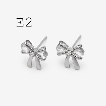 10pcs Tiny Bowknot Stud Earrings: 18K Gold Plated Brass (GB-4257)