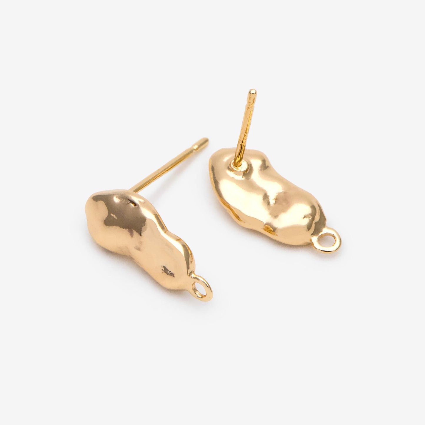 10pcs Gold Hammered Irregular Ear Posts, 18K Gold plated Brass, Geometric Stud Earring Components (GB-2541)