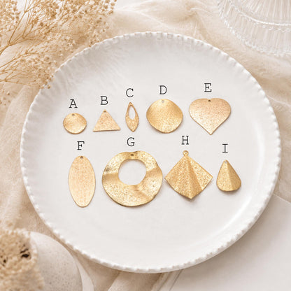 10pcs Gold Geometric Charms, Gold plated Brass Rustic Pendants, Lead Nickel Free (GB-265)