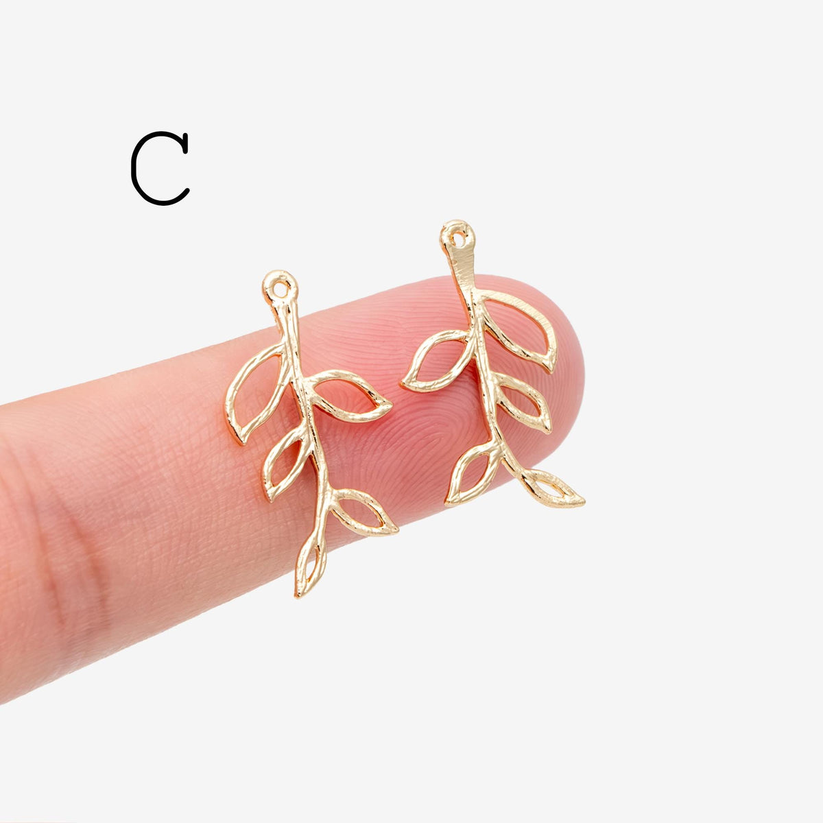 10pcs Gold Leaf Flower Charms, 18K Gold plated Brass, Dainty Earring Pendants (GB-120)