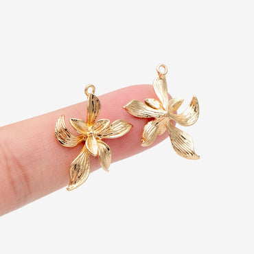 10pcs Gold plated Brass Flower Charm Pendants 22x19mm (GB-214-F)