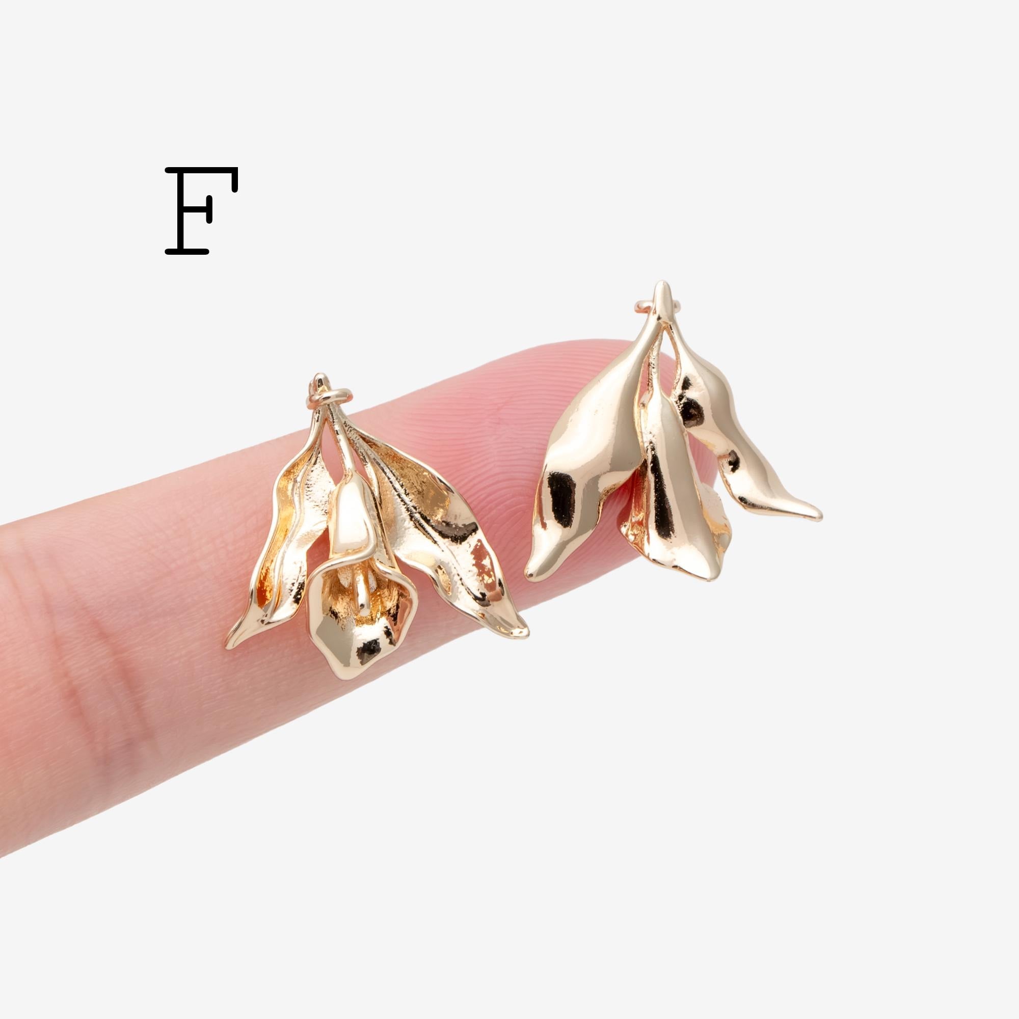 10pcs Gold Leaf Flower Charms , 18K Gold plated Brass, Dainty Earring Pendants (GB-3770)