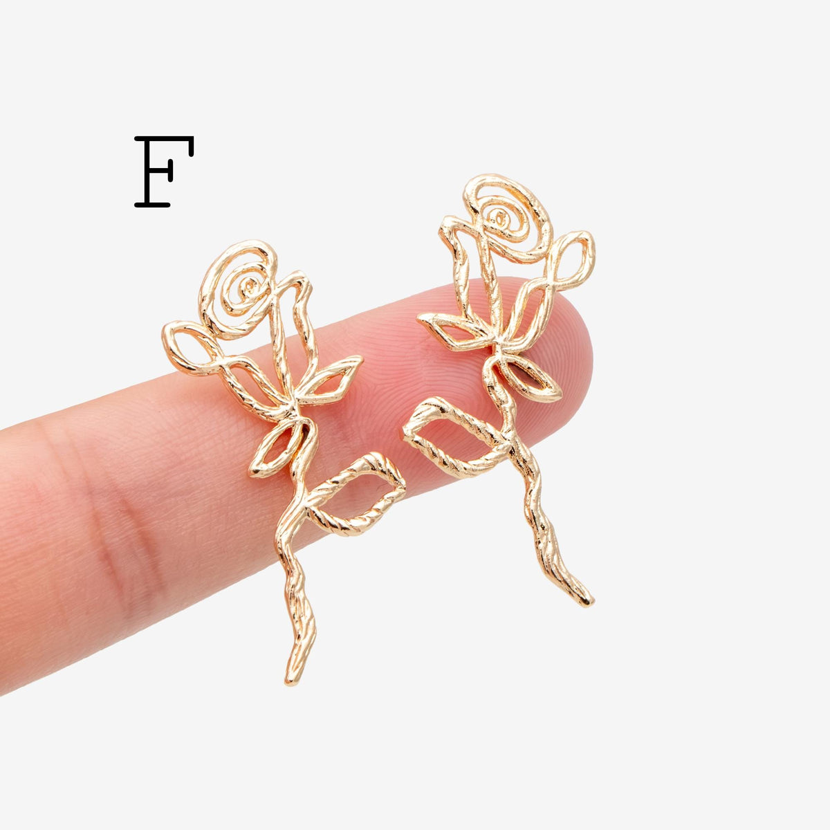 10pcs Gold Leaf Flower Charms, 18K Gold plated Brass, Dainty Earring Pendants (GB-120)