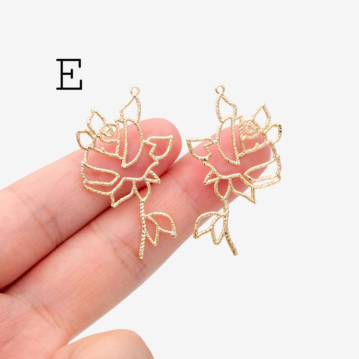 10pcs Gold Leaf Flower Charms, 18K Gold plated Brass, Dainty Earring Pendants (GB-120)