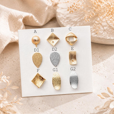 10pcs Gold Curved Rhombus Earring With A Loop, Real Gold Plated Brass Geometric Earring Studs (GB-3214)
